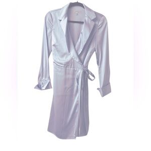 Baby Blue Mid Length Wrap Dress.